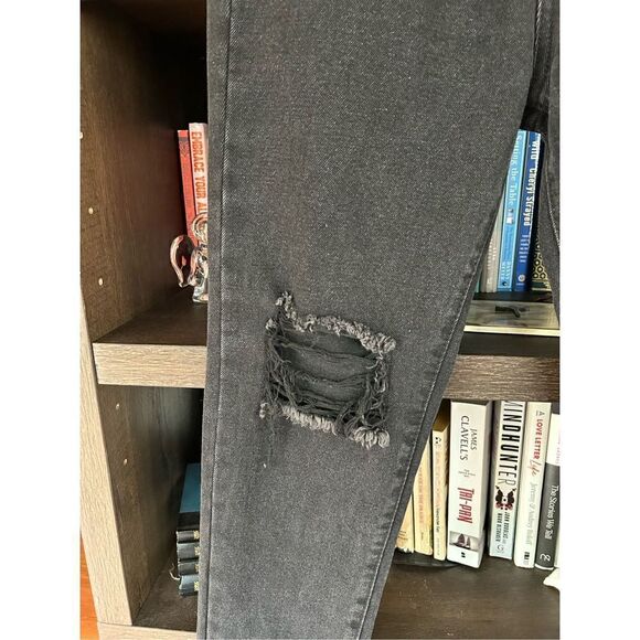 Princess Polly Charcoal Black High Waisted Distressed Mom Jeans Size 4 - Picture 4 of 8
